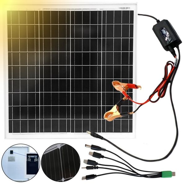 Сонячна монокристалічна панель Cclamp Solar Panel CL - 1825 20W 18V IP65 портативна батарея з мультикабелем USB для зарядки від сонця 1825CL