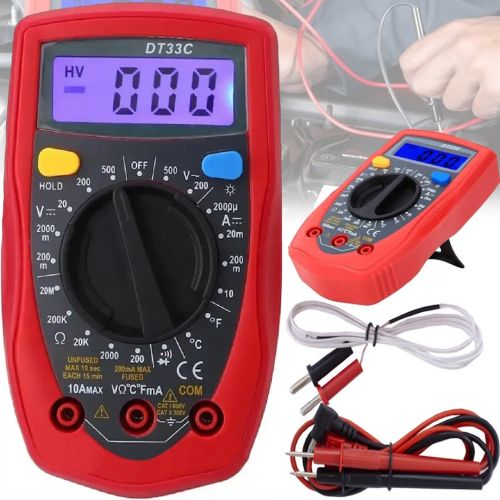 Многофункциональный цифровой мультиметр Digital DT33C мультитестер + термопара, Электрический карманный тестер напряжения, тока и сопротивления