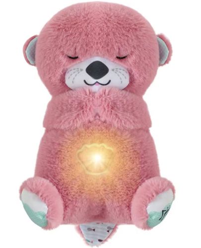 Світна дихаюча Видра Fisher Price FXC66 30 см з диханням для сну дітей, м'яка плюшева іграшка музичний нічник від батарейок Рожева Рожева