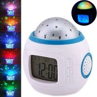 Настольные часы - проектор Music And Starry Sky Calendar 1038 с LED подсветкой, Музыкальный ночник проектор звездного ночного неба светильник Белый