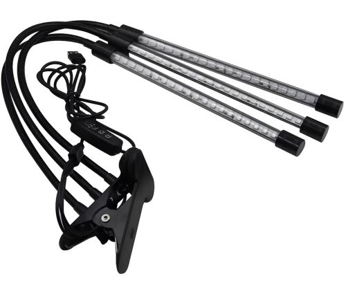 Светодиодная гибкая фитолампа Plant Grow Light L-3 на 3 ветки, лампа для выращивания комнатных растений и рассады Полный спектр USB с таймером