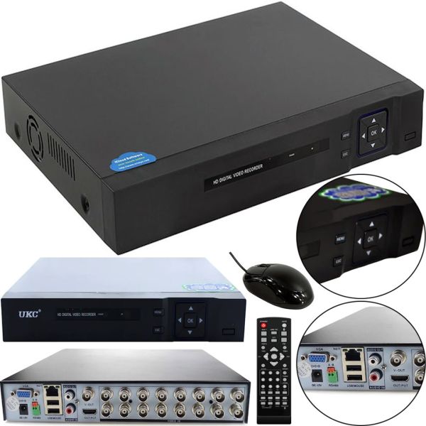 Провідний відеореєстратор DVR UKC CAD 1216 AHD 16 канальний, мережевий IP реєстратор на 16 камер для відеоспостереження та управління камерами Чорний