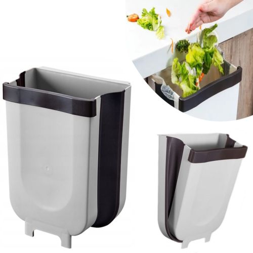 Складне навісне відро для сміття контейнер на двері Foltable Trash Bin Can в кухню або ванну, Розкладне відро бак для сміття на дверцята Біле