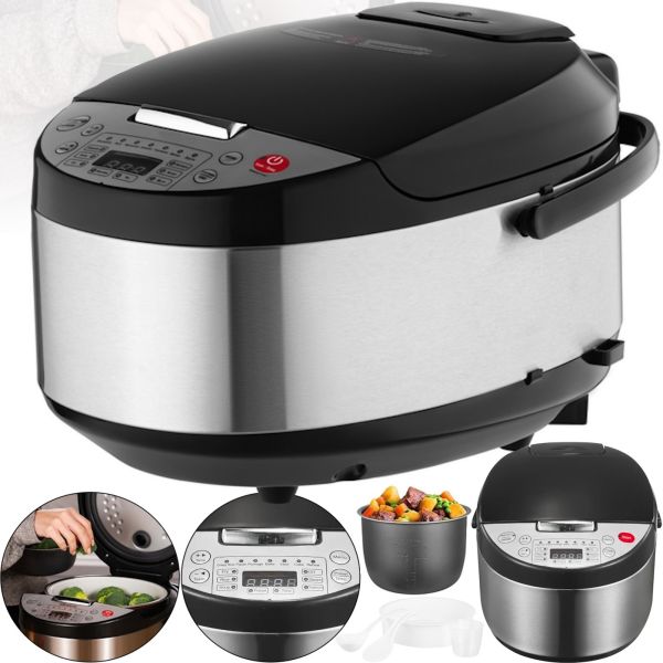 Електрична мультиварка Silver Love SC - 102 на 5л з сенсорним дисплеєм 900w, Рисоварка Electric cooker LY - 505 з таймером і підігрівом Чорна