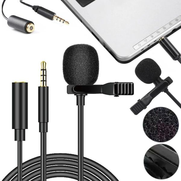 Мікрофон петличка для телефону Lavalier Micro Phone JH-043 - a 3.5 AUX провідна нагрудна петличка з затиском кліпсою і роз'ємом для навушників Чорна