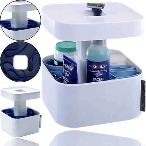 Мужской раскладной органайзер бокс Men's Storage Box 20x20x12 см для хранения мелочей в ванную, Косметическая коробка для принадлежностей Белый