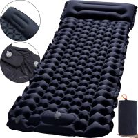 Надувний туристичний матрац з подушкою Outdoor Sleeping GS-710 з вбудованим насосом, Каремат 190Х60Х5СМ з підголовником для кемпінгу SD - 01 Чорний