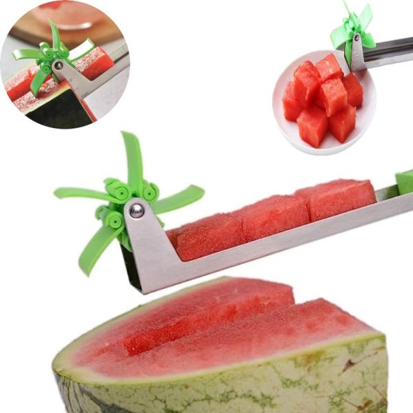 Ніж слайсер для нарізки кавуна і дині Sunroz Watermelon Slicer, кухонне пристосування для різання кубиками фруктів у формі млина, Арбузорезка