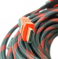 Посилений кабель Hdmi to Hdmi 10м 1080p в обмотці Кабель-подовжувач HDMI-HDMI 10M 10 m, 10 м для монітора і телевізора в обплетенні чорно червоний