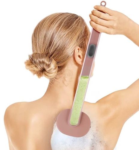 Масажна щітка Body brush CS96T з довгою ручкою для душу з ємністю для миючого засобу, щітка LY-588 36 см з дозатором для масажу спини і тіла