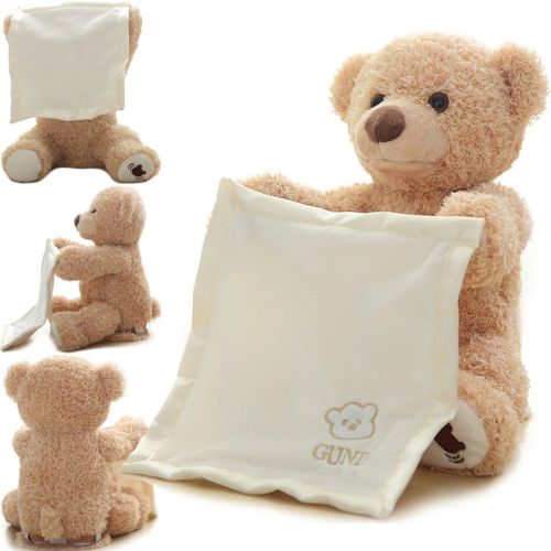 М'яка дитяча іграшка Peekaboo Bear Плюшевий ведмедик 33 см музичний інтерактивний грає в хованки говорить ведмідь від 6 місяців Пікабу Бежевий 