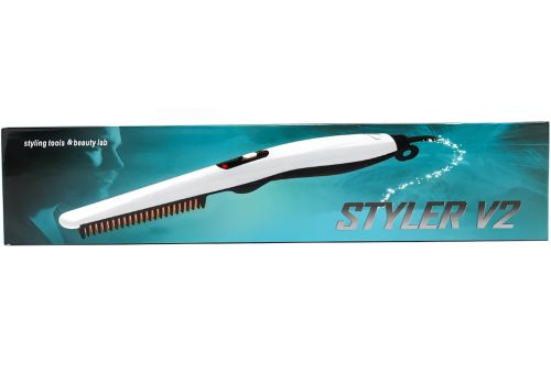 Електрична гребінець для бороди і вусів Quick Curling Styler V2 випрямляч для укладання і вирівнювання волосся з керамічним покриттям від мережі