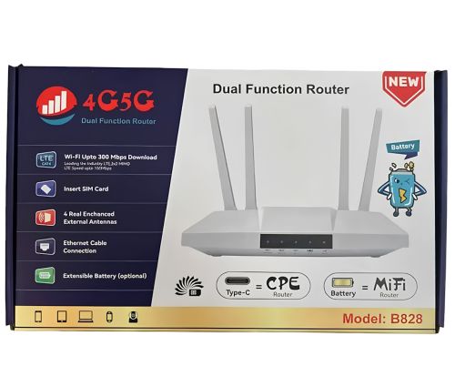 Беспроводной LTE маршрутизатор Dual Function B828 4G/5G 300 Мбит/с со слотом для SIM карты, аккумуляторный Wi-Fi роутер до 300Mb/s 4 внешние антенны