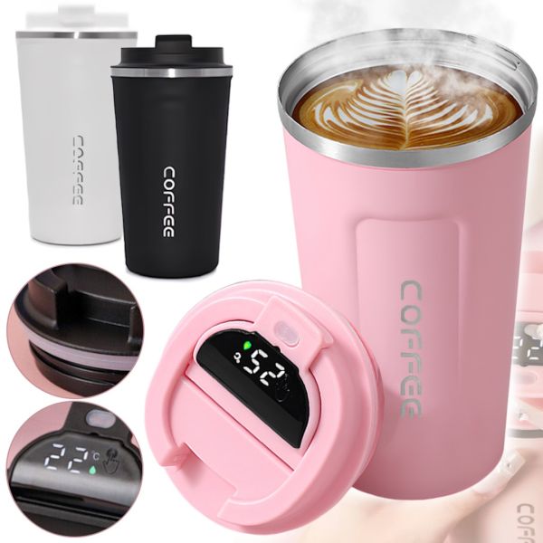 Термогорнятко з датчиком температури Coffee Mugs SW-1811 510 мл термочашка з нержавіючої сталі, термос із цифровим сенсорним LED дисплеєм EL-1810
