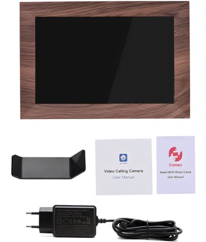 Цифрова акрилова фоторамка Photo Frame Frameo 10.1" 16 ГБ з Wi-Fi сенсорним IPS екраном розумна електронна рамка для фото відео з годинником Коричнева