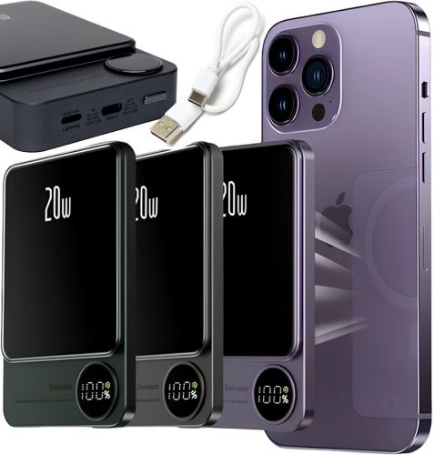 Беспроводной магнитный павербанк Power Bank Q9 20W MagSafe 10000 mAh внешний аккумулятор USB Type-C Lightning зарядное устройство для IOS Android