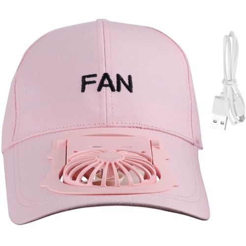 Бейсбольна кепка з вентилятором Fan RS-75 Рожева, сонцезахисна, охолоджувальна бейсболка з обдувом, USB зарядкою, акумулятором на сонячній батареї