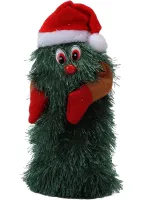 Танцююча різдвяна ялинка Dancing Xmas Tree ET02 інтерактивна новорічна іграшка 17х10 см обертова музична ялинка в шапці на батарейках