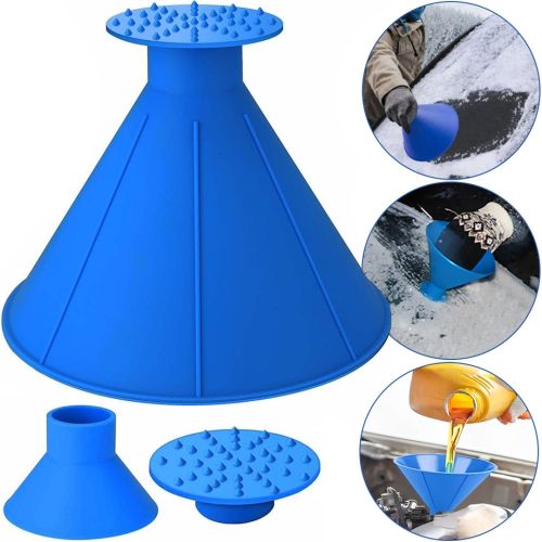 Автомобильный скребок лейка для снега и льда Glass Snow Loader 3 в 1 конусная щетка очиститель, ледокол для очистки лобового стекла авто Синяя