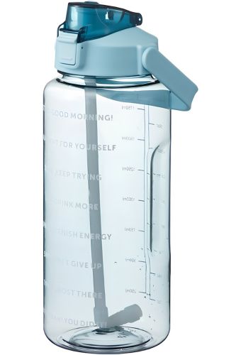Спортивна пляшка з поїлкою для води Water Bottle Large Gym 2л портативна герметична пляшка з таймером, соломинкою і ручкою для занять спортом
