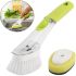 Многофункциональная щетка с дозатором для чистки и мытья посуды Automatic Liquid Cleaning Brush DMZ-8890, Щетка губка с насадками и ручкой Салатовая