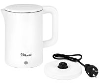 Электрочайник Domotec MS-5028 на 1.8 л настольный дисковый электрический чайник Домотек 1500W с индикатором работы и автоотключением от сети Белый