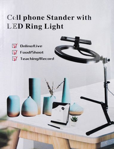 Кольцевая лампа со штативом LED Ring Light QX-206 26 см светодиодное селфи кольцо с подставкой и держателем для настольной сьемки 3 режима свечения