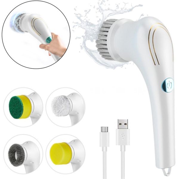 Електрична бездротова щітка Electric Cleaning Brush для миття та прибирання 5 в 1 багатофункціональна акумуляторна USB щітка з насадками для чищення