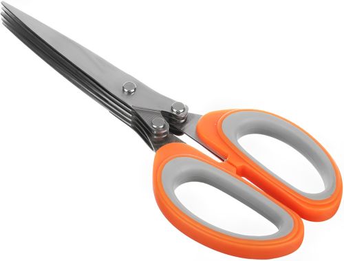 Кухонные ножницы для зелени Salad Scissors H-169 пятислойный измельчитель для нарезки и шинковки салата 5 мультилезвий с щеточкой для чистки 22 см