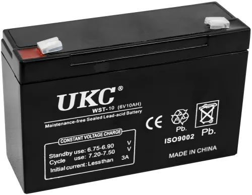 Аккумуляторная батарея UKC 6V 10Ah WST-10 универсальный свинцово-кислотный аккумулятор 6В 10Ач для торгового оборудования и игрушек