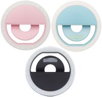Світлодіодне LED селфи кільце Selfie Ring Light XL-191 8.5 см світлове підсвічування для фото лампа на телефон Android IOS блакитне, Рожеве, Чорне