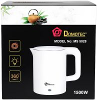 Электрочайник Domotec MS-5028 на 1.8 л настольный дисковый электрический чайник Домотек 1500W с индикатором работы и автоотключением от сети Белый