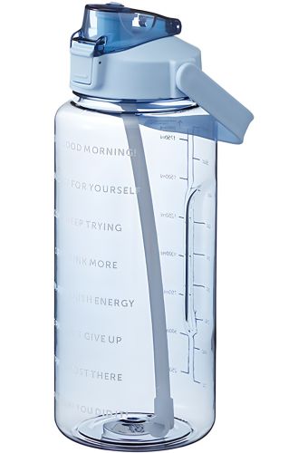 Спортивна пляшка з поїлкою для води Water Bottle Large Gym 2л портативна герметична пляшка з таймером, соломинкою і ручкою для занять спортом
