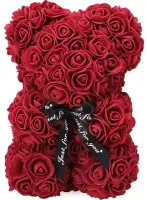 Маленький ведмедик з штучних 3D троянд Teddy Bear de Luxe 25 см Burgundy, бордовий ведмідь Тедді