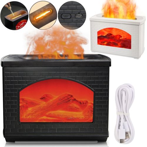 Зволожувач повітря камін з ефектом полум'я Fireplace Humidifier LT-9058 270 мл нічник аромадифузор з імітацією вогню і світлодіодним підсвічуванням USB