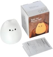 Детский сенсорный ночник Котик Little Cat Silicone Light LJC-124 7 LED цветов, настольный силиконовый светильник с RGB подсветкой на батарейках