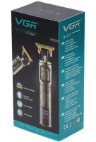 Аккумуляторная машинка для стрижки волос VGR V-073 беспроводной мужской окантовочный USB триммер для бороды и усов со сменными насадками и дисплеем