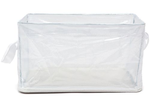 Універсальний органайзер в шафу Storage Box LY-706 48х20х20 см прозора тканинна кошик з каркасом для зберігання речей і нижньої білизни 27 л біла