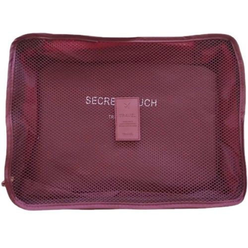 Набір дорожніх сумок органайзерів Secret Pouch 6 штук Бордові, чохли мішки для зберігання одягу у валізі, водонепроникні для подорожей laundry