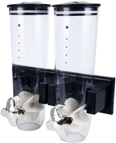 Настінний подвійний диспенсер для зберігання круп Double Dispenser 2 дозуючих циліндра, ємність для сипучих продуктів з дозатором і порційної чашею 
