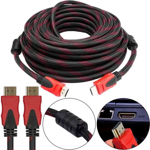 Посилений кабель Hdmi to Hdmi 25м 1080p в обмотці Кабель-подовжувач HDMI-HDMI 25m 25 m 25 m, 25 м для монітора і телевізора в обплетенні Чорно Червоний