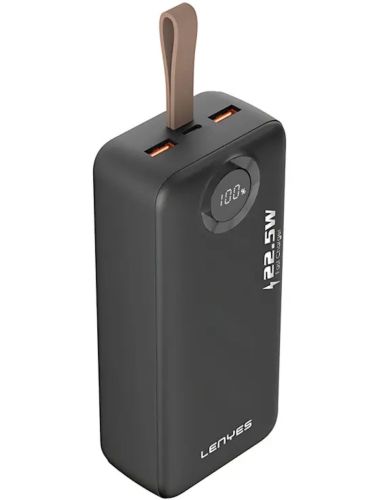 Портативний зарядний пристрій Power Bank Lenyes PX487D 40000mAh 22.5W з LED дисплеєм і кабелями, Зовнішній акумулятор повербанк Lightning Type-C