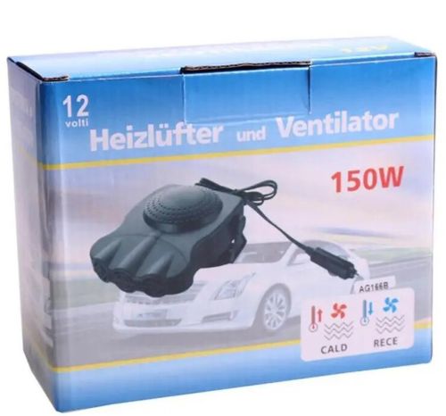 Автомобільний керамічний обігрівач салону від прикурювача Auto Heater HJ-704 Ceramic Fan 12 volt DC 150W автодуйка Тепловентилятор 150Вт Чорний