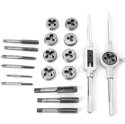 Набір мітчики і плашки Tap and Die Set M3-M12 20 штук комплект сталевих мітчиків і плашок для нарізування метричного різьблення в кейсі мічечок і лерка