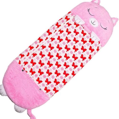 Спальный мешок с подушкой для детей Happy Nappers Китти 3 в 1 детский спальник слипик 130Х50 см кокон трансформер, подушка игрушка на молнии