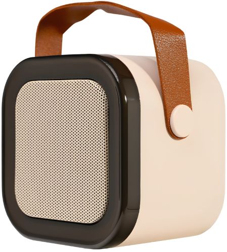 Дитячий бездротовий караоке Speaker K12 Bluetooth 2 в 1 Світлодіодна портативна колонка з мікрофоном, RGB підсвічуванням і Wi-Fi на акумуляторі Бежева