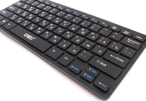 Комплект беспроводная ультратонкая Bluetooth клавиатура и мышь UKC WI1214 Black набор 2 в 1 для ПК компьютера ноутбука с USB адаптером 2.4GHz Черный