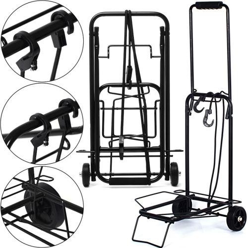 Хозяйственная складная тележка Shopping Cart 97х46х39 см бытовая раскладная железная тачка сумка на колесах с ручкой, тросом и подшипником Черная