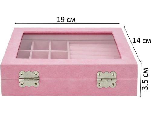 Компактна скринька органайзер Velvet Storage Box для зберігання прикрас, ювелірних виробів, Футляр рожева Пастила для біжутерії з замочком рожева