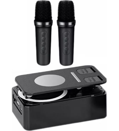 Держатель подставка для телефона с колонкой Microphone speaker set AND K18-2 Беспроводная Bluetooth колонка с держателем и 2 микрофонами для караоке